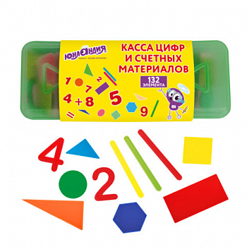 Набор счетных материалов мозаика, пенал, 132 элемента, ЮНЛАНДИЯ
