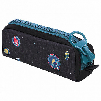 Пенал BRAUBERG с объемной "тракторной" молнией, 1 отделение, ткань, 22х8х6,5 см, "Space mission"