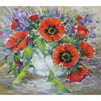 Картина стразами (алмазная мозаика) 30х40 см, ОСТРОВ СОКРОВИЩ "Букет маков", без подрамника