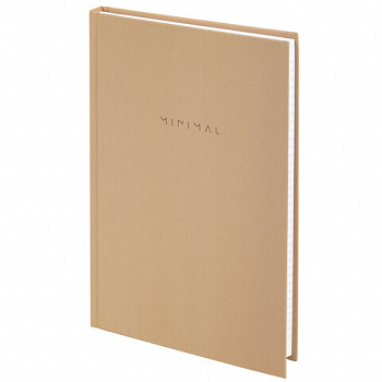 Блокнот А5 134х206 мм, 80 л., твёрдый, клетка, BRAUBERG "Minimal", бежевый