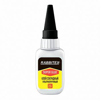 Клей секундный суперклей УЛЬТРАПРОЧНЫЙ, МАКСИМАЛЬНЫЙ ОБЪЕМ, набор 2х20 грамм, RABBITEX