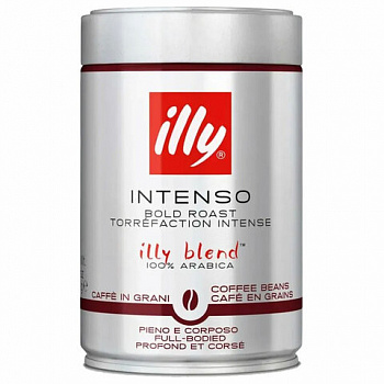 Кофе в зернах ILLY "Intenso" ИТАЛИЯ, 250 г, в жестяной банке, арабика 100%, ИТАЛИЯ