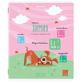 Тетрадь предметная DOG БОБИК 48 л., TWIN-лак, ХИМИЯ, клетка, подсказ, BRAUBERG