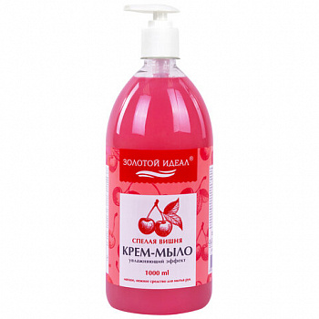 Мыло-крем жидкое 1 л, ЗОЛОТОЙ ИДЕАЛ "Спелая вишня", дозатор