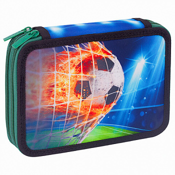 Пенал BRAUBERG, 2 отделения, полиэстер, 21х14 см, "Fire football"