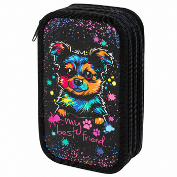 Пенал ЮНЛАНДИЯ, 3 отделения, картон с эффектом soft-touch, 19х11 см, "True friend"