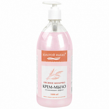 Мыло-крем жидкое 1 л, ЗОЛОТОЙ ИДЕАЛ "Овсяное молочко", дозатор