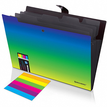 Папка-органайзер на кнопке 5 отделений, BRAUBERG GRADE, A4, зелено-голубой градиент