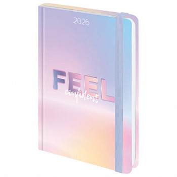 Ежедневник датированный 2026 с резинкой 145х203 мм, А5, BRAUBERG, твердый, "Нежность"