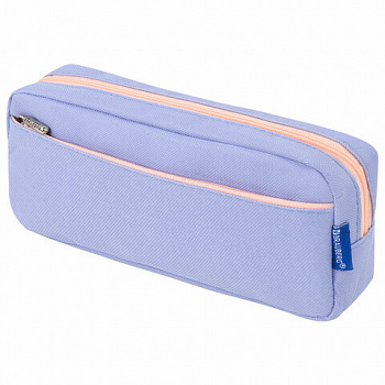 Пенал мягкий BRAUBERG PASTEL, 2 отделения, голубой, 21х9,5х5 см