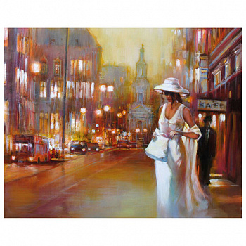 Картина по номерам 40х50 см, ОСТРОВ СОКРОВИЩ "Огни большого города", на подрамнике, акрил, кисти