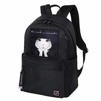 Рюкзак BRAUBERG FASHION CITY универсальный, карман-антивор, "Romantic Anime", черный, 44х31х16 см