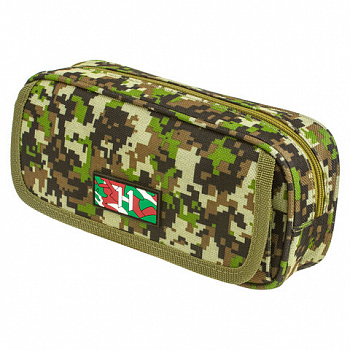 Пенал BRAUBERG для мальчиков, 1 отделение, органайзер, мягкий, "Military", зеленый, 21х5х9 см