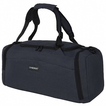 Сумка спортивная HEIKKI TRAVEL (ХЕЙКИ) с отделением для обуви, 7 карманов, темно-серая, 23х48х25 см
