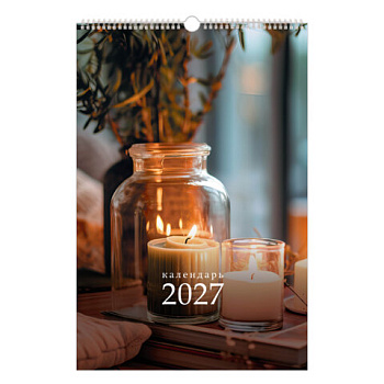 Календарь на гребне с ригелем 2027 г., BRAUBERG, 12 листов, 30х45 см, "Уют"