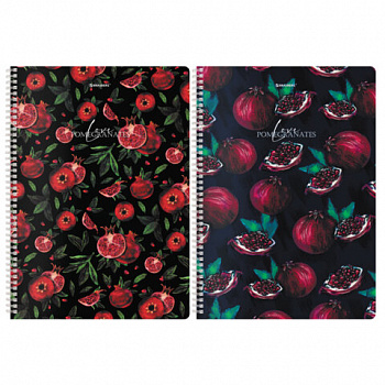 Тетрадь А4, 96 л., BRAUBERG, гребень, клетка, глянцевый лак, "Гранаты" (микс в спайке)