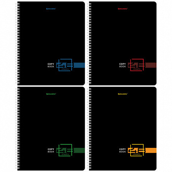 Тетрадь А5 48 л. BRAUBERG, гребень, клетка, глянцевая ламинация, "Dark" (микс в спайке)