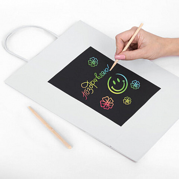 Пакет подарочный КОМПЛЕКТ 7 штук, 26x13x32 см, скретч-слой + стилус, "White Kraft", ЗОЛОТАЯ СКАЗКА