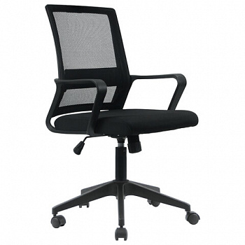 Кресло CROMEX Basic CH-698, с подлокотниками, мех. качания, сетка, черное, ткань TW