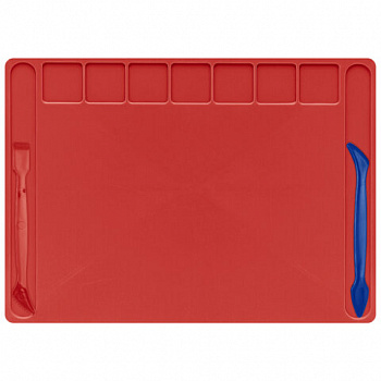 Доска для лепки А4, 280х200 мм, BRAUBERG KIDS, красная, 7 отделений для пластилина, 2 стека