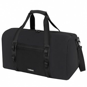 Сумка спортивная HEIKKI WORKOUT (ХЕЙКИ), карман на молнии, черная, 28x51x25 см