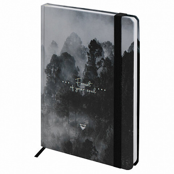 Ежедневник недатированный с резинкой А5 145х203 мм, BRAUBERG, твердый, 128 л., "Forest"