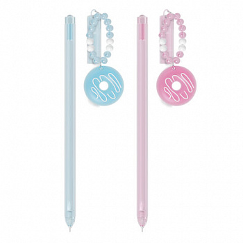 Ручка с подвеской шариковая FUNSTER "DONUT", СИНЯЯ, ассорти, пишущий узел 0,7 мм, линия письма 0,35 мм