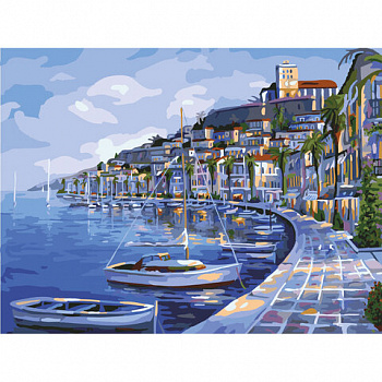 Картина по номерам 40х50 см, ОСТРОВ СОКРОВИЩ "Набережная", на подрамнике, акриловые краски, 3 кисти