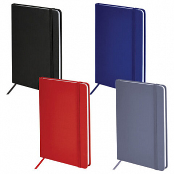 Блокнот А5 138x213 мм, BRAUBERG "Basic", под кожу, 80 л., клетка, ассорти, CLASSIC