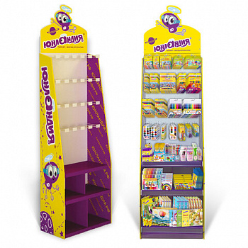 Стойка для размещения товара напольная УСИЛЕННАЯ ЮНЛАНДИЯ, 200х60х40 см, 3 полки, 25 крючков