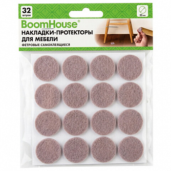 Накладки-протекторы для мебели ФЕТР самоклеящиеся, d=25 мм, бежевые, КОМПЛЕКТ 32 шт, BoomHouse