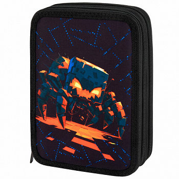 Пенал BRAUBERG, 2 отделения, полиэстер, 21х14 см, "Fire spider"