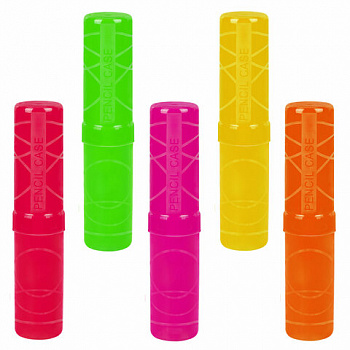 Пенал-тубус ПИФАГОР пластиковый, тонированный, ассорти, 5 цветов, 19,5х4,5 см