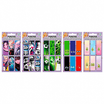 Закладки для книг МАГНИТНЫЕ, "5 ДИЗАЙНОВ МИКС", 6 штук, 60x20 мм, FUNSTER (ФАНСТЕР)