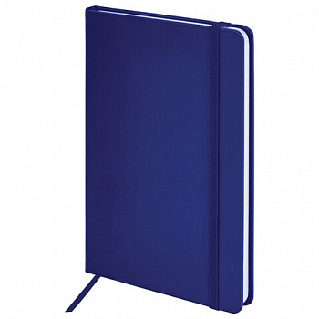 Блокнот А5 138x213 мм, BRAUBERG "Basic", под кожу, 80 л., клетка, синий