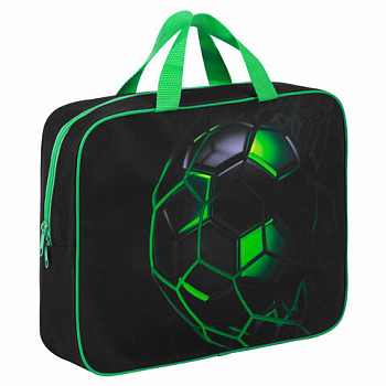 Папка на молнии с ручками BRAUBERG KIDS А4, 1 отделение, полиэстер, 80 мм, "Green ball"