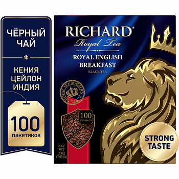 Чай RICHARD "Royal English Breakfast" черный, 100 пакетиков по 2 г