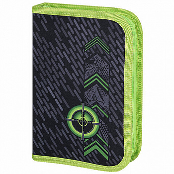 Пенал BRAUBERG, 1 отделение, 2 откидные планки, полиэстер, 21х14 см, "Gunsight"