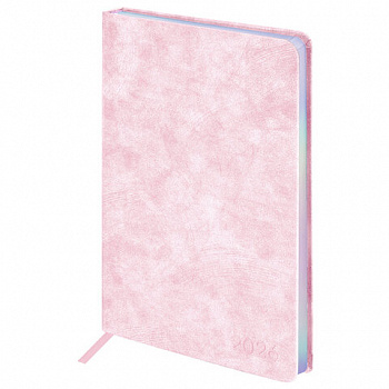Ежедневник датированный 2026 А5 138х213 мм, BRAUBERG "Ice", под кожу, розовый