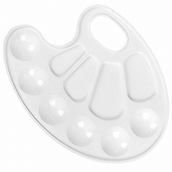 Палитра для рисования ПИФАГОР "ЭНИКИ-БЕНИКИ", белая, овальная, 10 ячеек (6 ячеек для красок и 4 для смешивания)