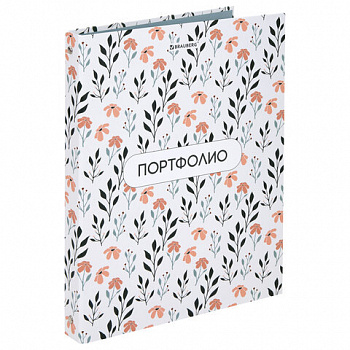 Папка-портфолио универсальная, 4 кольца, 20 файлов, 7БЦ матовая, BRAUBERG "Flowers"