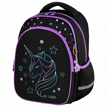 Рюкзак BRAUBERG OPTIMA, 2 отделения, с брелоком, "Radiant unicorn", 36х27х18 см