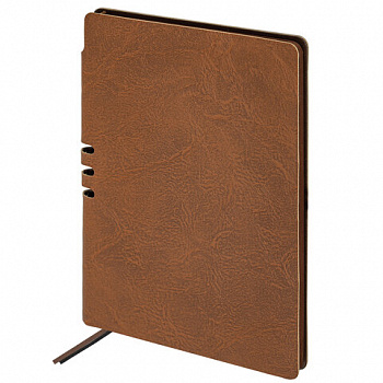 Блокнот А5 (140х200 мм), BRAUBERG "NEBRASKA", под кожу, 80 л., линия, коричневый