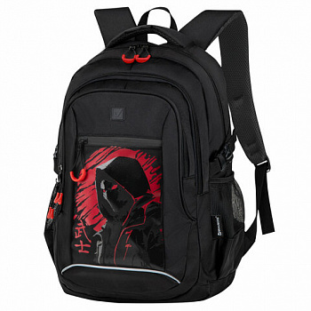 Рюкзак BRAUBERG CONTENT универсальный, 3 отделения, светоотражающий принт, "Red Moon", 47х33х18 см