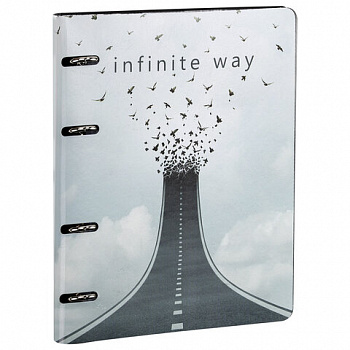 Тетрадь на кольцах А5 (180х220 мм), 80 листов, под кожу, клетка, BRAUBERG VISTA, Infinite way