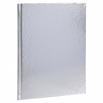 Блокнот А5 167х216 мм, 80 л., твёрдый, бумвинил "METALLIC", клетка, блок 5 цв., HATBER, серебро, 084777, 80ББ5В1