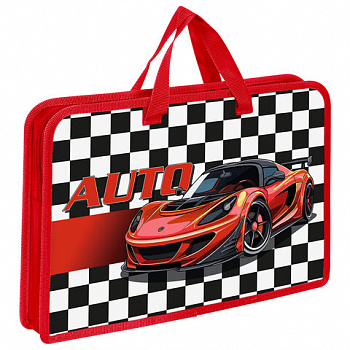 Папка на молнии с ручками ЮНЛАНДИЯ А4, 1 отделение, пластик, ширина 45 мм, Auto