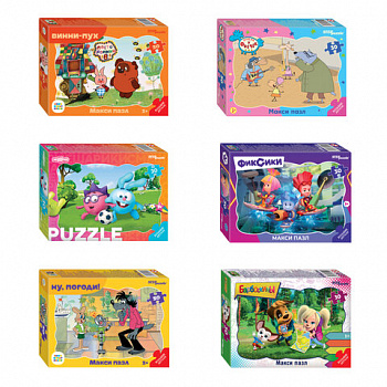 Пазл картонный 30 элементов, "МАКСИ-ПАЗЛЫ", АССОРТИ, поле 27 х18 см