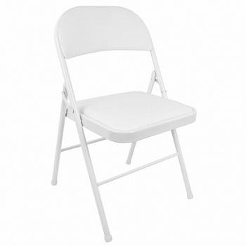 Стул складной BRABIX "Golf Plus CF-003 КОМФОРТ", белый каркас, кожзам белый, В КОРОБЕ