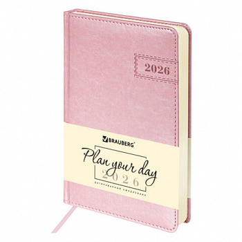 Ежедневник датированный 2026 А5 138x213 мм, BRAUBERG "Imperial", под кожу, розовый